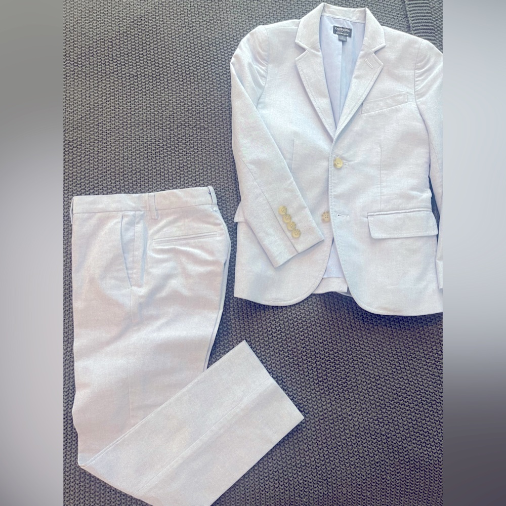 Boys Light Blue J Crew Chambray Slim Fit Suit, Size 8